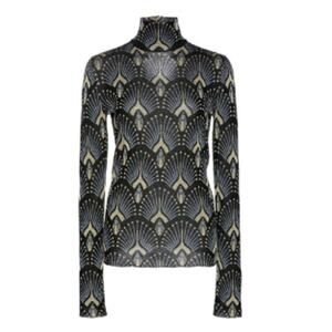 Paco Rabanne Printed Lurex Mock Neck Top